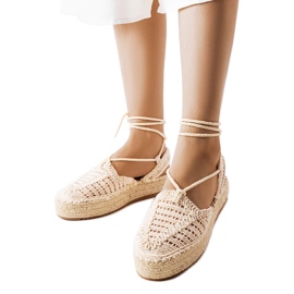 Beige espadriller med snøre fra Partenia