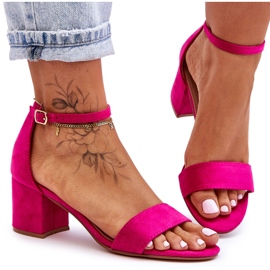 Fuchsia Honeymoon Suede Klassiske sandaler med lav hæl lyserød