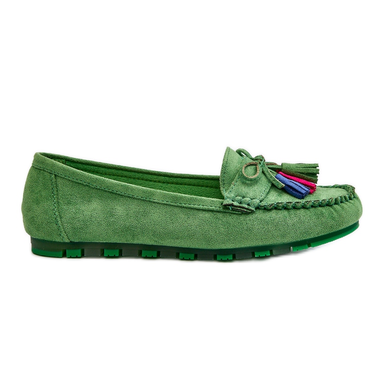 PS1 Ruskind Loafers med sløjfe og frynser Dorine Green grøn