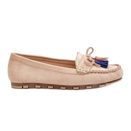 PS1 Ruskind Loafers med sløjfe og frynser Beige Dorine