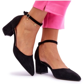 Suede Heel Pumps Black Promise sort