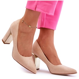 Klassiske ruskindshælpumper Beige Elizabeth