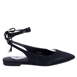 Ballerinaer med rhinestones åben hæl Vonda Black sort