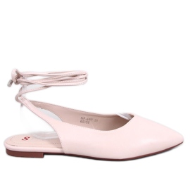 Jody Beige balletflats med snørebånd med åben hæl