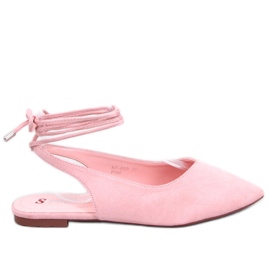 Pirson Pink balletflats med snørebånd med åben hæl lyserød
