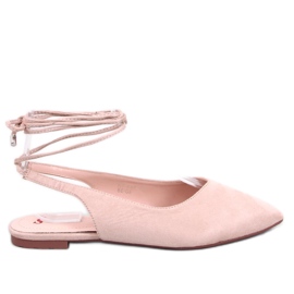 Pirson Beige ballerinaer med snørebånd med åben hæl
