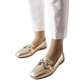 Guld loafers med zirkoner gylden