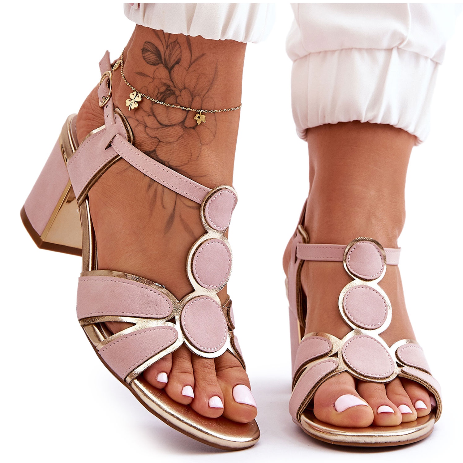 Sult Governable fup Dame læder sandaler med lav hæl Pink Riley lyserød - KeeShoes