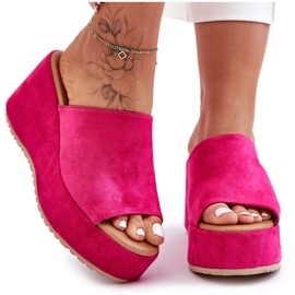 Dameflip-flops på tyk platform Fuchsia Martina lyserød
