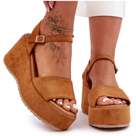 Dame Camel Lydia Suede Wedge Sandaler brun