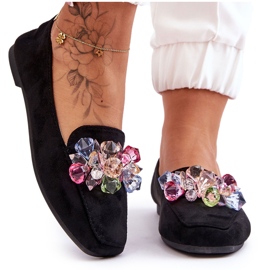 PS1 Sorte Arvilla suede loafers med udsmykkede krystaller