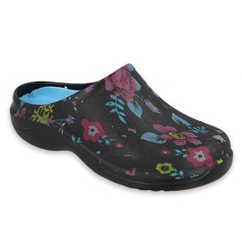 Befado Women's Flip Flops- Flower 2 Black/Blue 154D102 flerfarvet