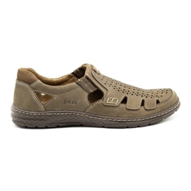 Joker Mænds sommerlædersko, slip-on 500J oliven grøn