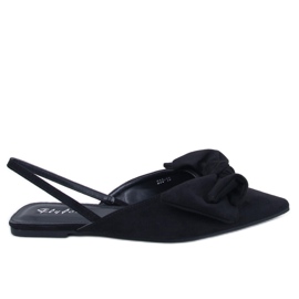 Geffen Black Bow Flip Flops sort