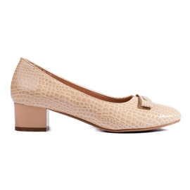 W. Potocki Potocki lavhælede pumps til kvinder beige