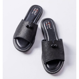 Sorte metalliske sandaler med perler fra Frederi