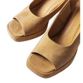 Karino velour blok sandaler beige