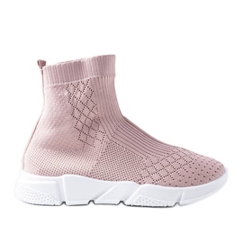 Lyserøde sneakers med en sokoverdel fra Olot