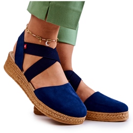 Dame ruskind Espadrilles Big Star JJ276037 Marineblå