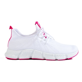 Shelovet hvide sneakers med fuchsia-indlæg