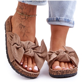 Corduroy Cork Hjemmesko Dark Beige Summertime
