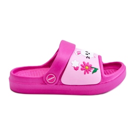 WJ1 Lette børns flip flopsandaler med dyretema Fuchsia Rico lyserød