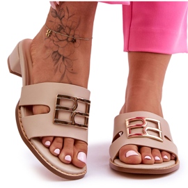 Elegante hjemmesko til kvinder med beige Atlantis-dekoration