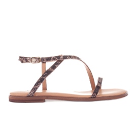 Marco Shoes Lædersandaler med flad bund brun