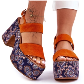 Maciejka læder højhælede sandaler 06089-18 Orange
