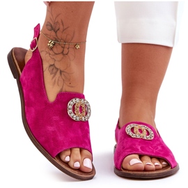 Ruskind flade sandaler med dekoration Nicole 2744/067 Fuchsia lyserød