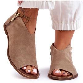 Lave ruskindsstøvler, sandaler Nicole 2799/023 Beige