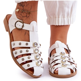 Kvinders Flade Sandaler Med Zirkoner Hvid Ascot