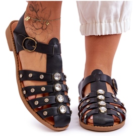 Kvinders flade sandaler med zirkoner Sort Ascot