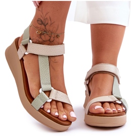 Lædersandaler Maciejka L5186-09 Grøn-Beige