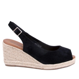 Nevil Black espadriller med åben tå sort