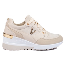 Kvinders wedge sneakers beige Shelovet