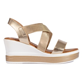 Shelovet kile sandaler i guld gylden