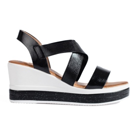 Sorte Shelovet kile-sandaler