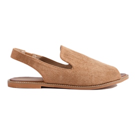 Shelovet sandaler i brunt ruskind til kvinder beige