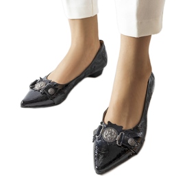 Sorte lavhælede pumps fra Siciliano
