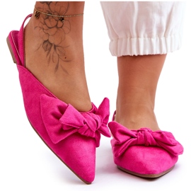 Slip-on ballerinaer til kvinder med sløjfe Fuchsia Nadine lyserød