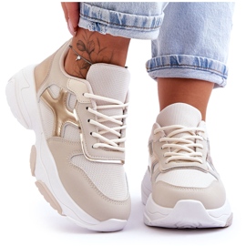 PS1 Sneakers med snøre til kvinder Beige-guld Cortes