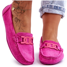 Moderigtige ruskindsloafers til kvinder Pink Rabell lyserød