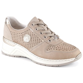 Rieker N4346-60 beige gennembrudte sportssko med kile til kvinder