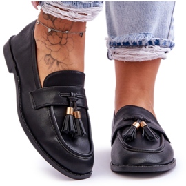 Klassiske frynsede læder loafers Sort Camis