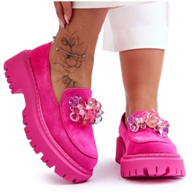 PS1 Dame loafers med dekorative krystaller Pink Avril lyserød