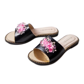 Goodin Sorte flip-flops med krystaller