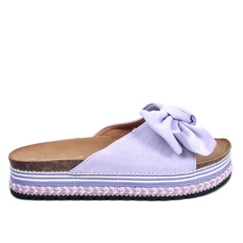 Sløjfesandaler med høj sål fra Delair Purple violet