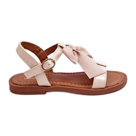 Børnelakerede sandaler med sløjfe, beige Netina