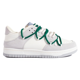Shelovet sneakers med grønne snørebånd hvid